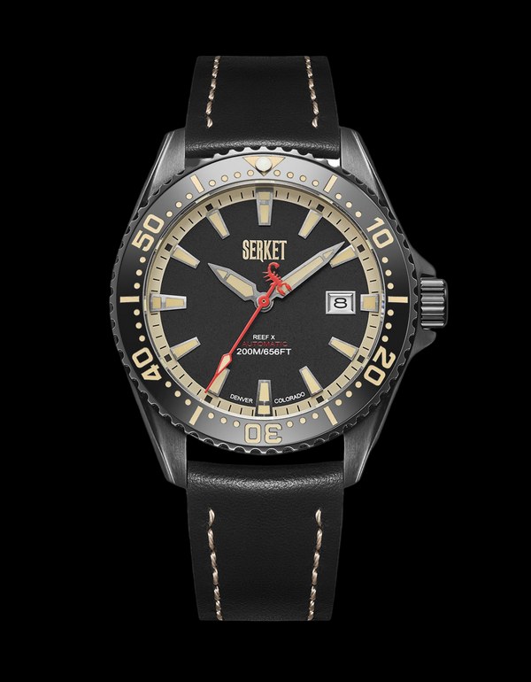 REEF X AUTOMATIC DIVER - VINTAGE BLACK ON BLACK DLC STEEL 43MM