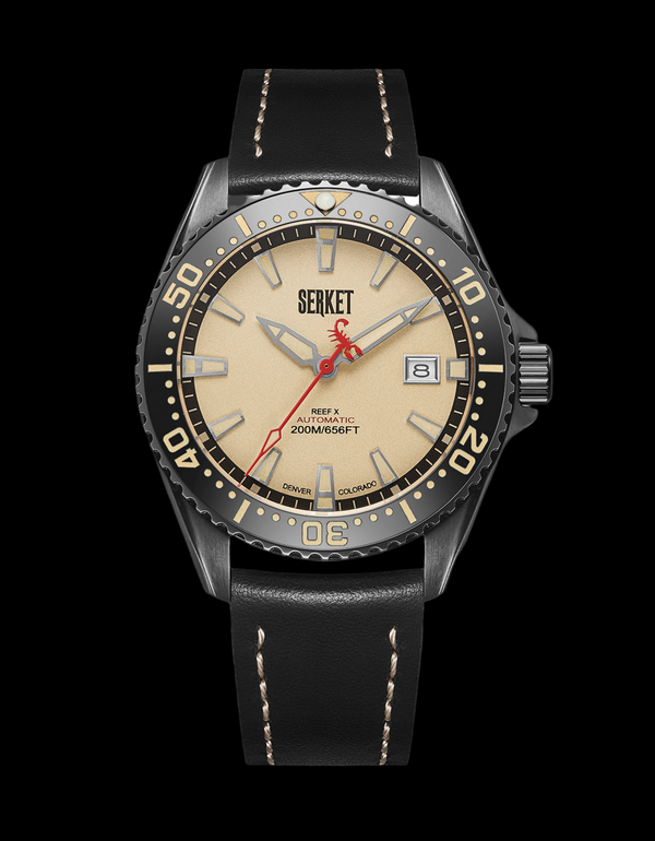 REEF X AUTOMATIC DIVER - VINTAGE BEIGE BLACK DLC STEEL 43MM