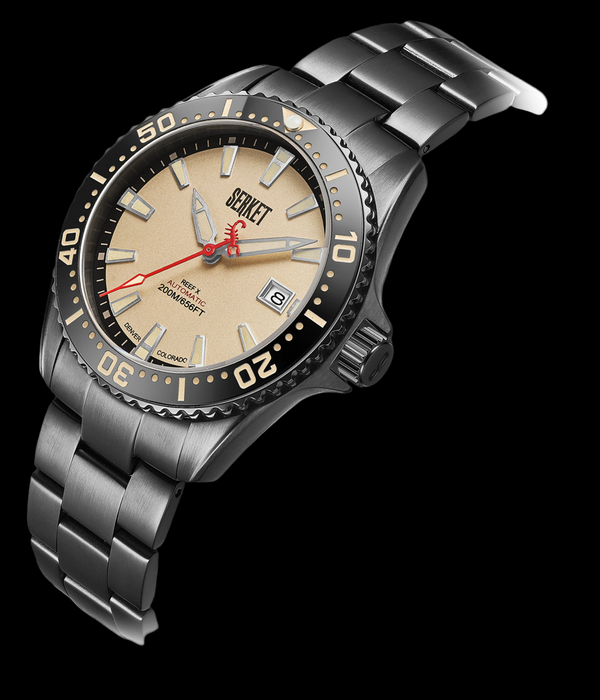 REEF X AUTOMATIC DIVER - VINTAGE BEIGE BLACK DLC STEEL 43MM