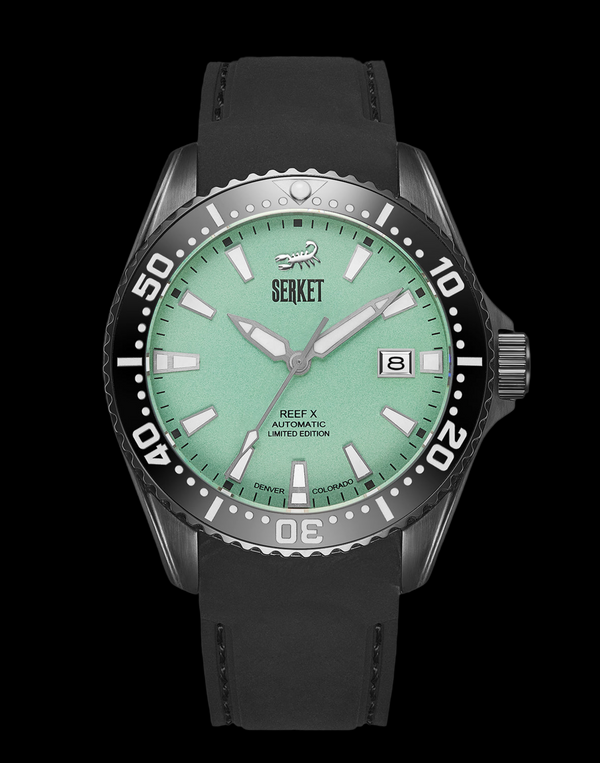 REEF X AUTOMATIC DIVER - Mint Green Black DLC Limited Edition 43MM