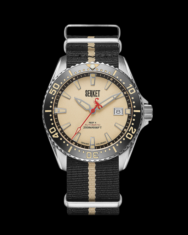 REEF X AUTOMATIC DIVER - VINTAGE BEIGE STAINLESS STEEL 43MM