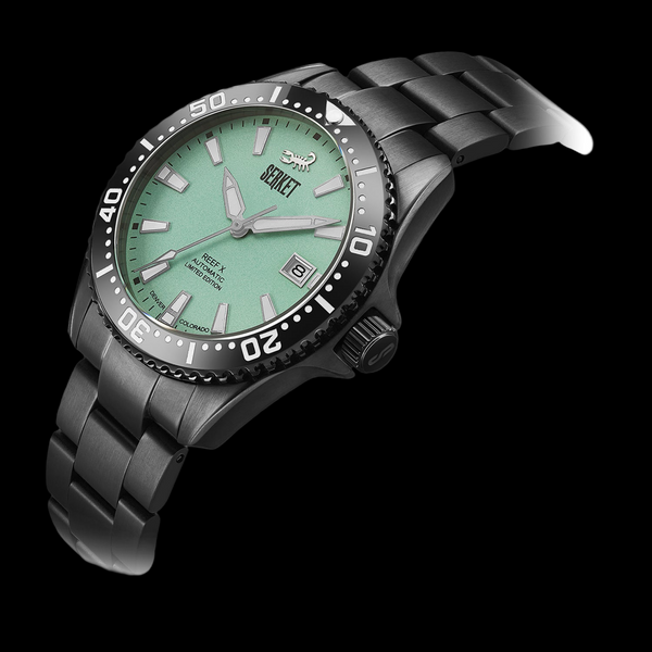 REEF X AUTOMATIC DIVER - Mint Green Black DLC Limited Edition 43MM