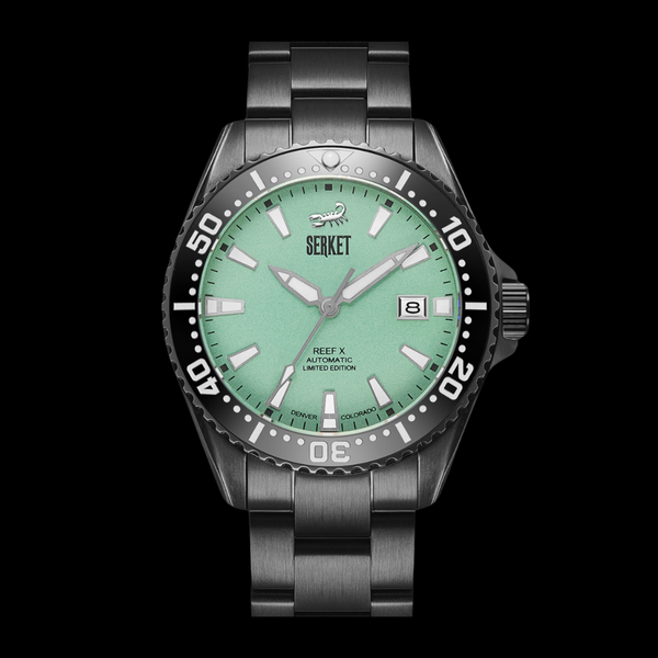 REEF X AUTOMATIC DIVER - Mint Green Black DLC Limited Edition 43MM