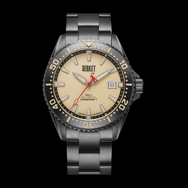 REEF X AUTOMATIC DIVER - VINTAGE BEIGE BLACK DLC STEEL 43MM