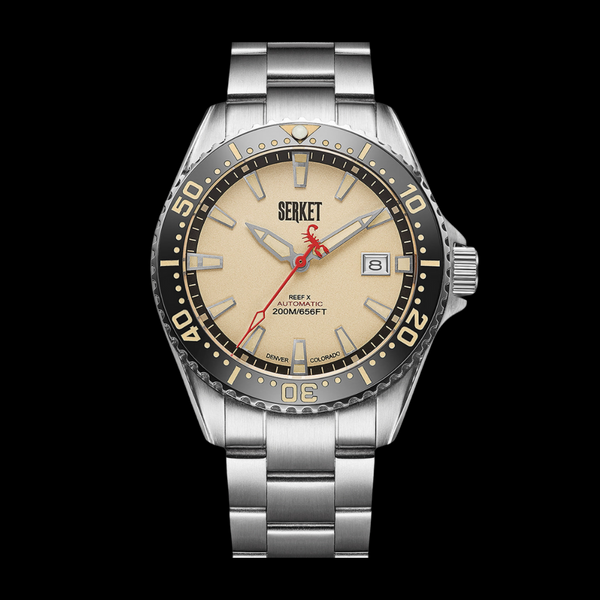 REEF X AUTOMATIC DIVER - VINTAGE BEIGE STAINLESS STEEL 43MM